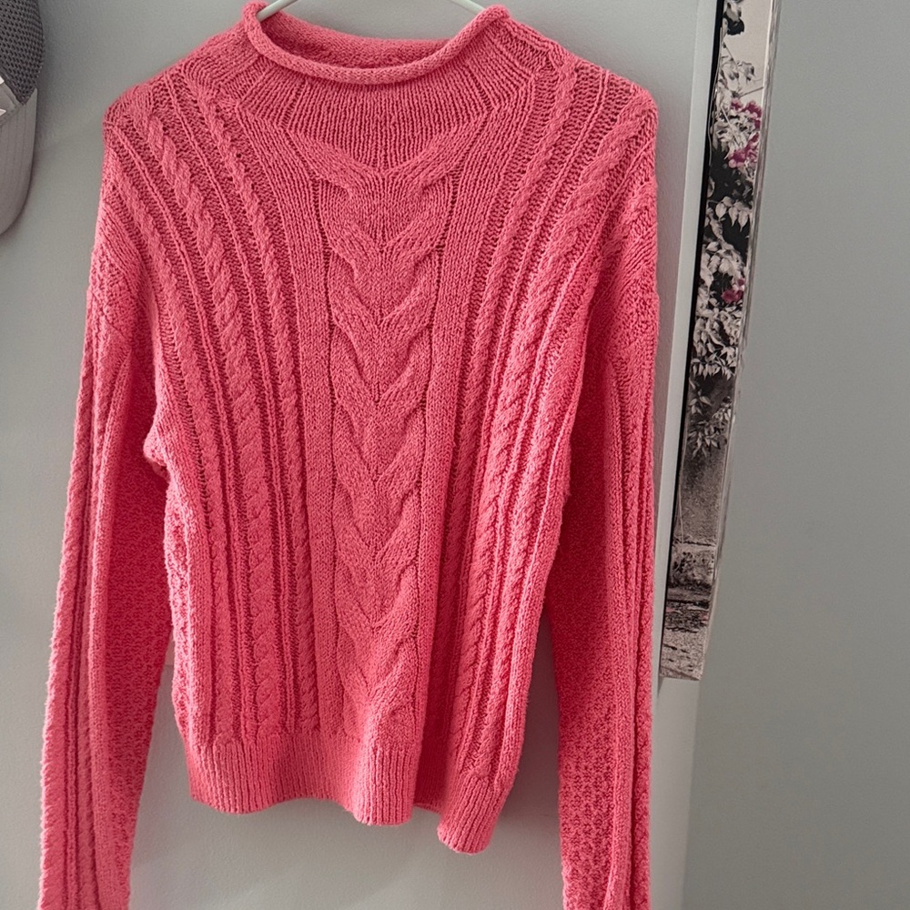 J. Crew Vibrant Pink Cowl Neck Sweater